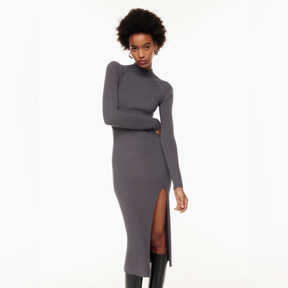 Aritzia knit turtleneck midi dress with slit - Picture 1 of 4